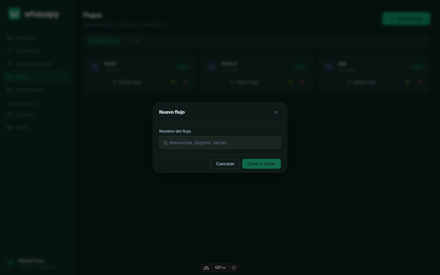 Modal para crear nuevo flujo