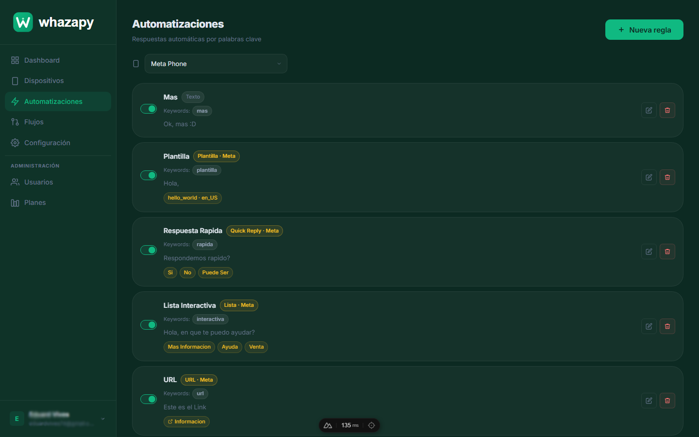 Lista de automatizaciones