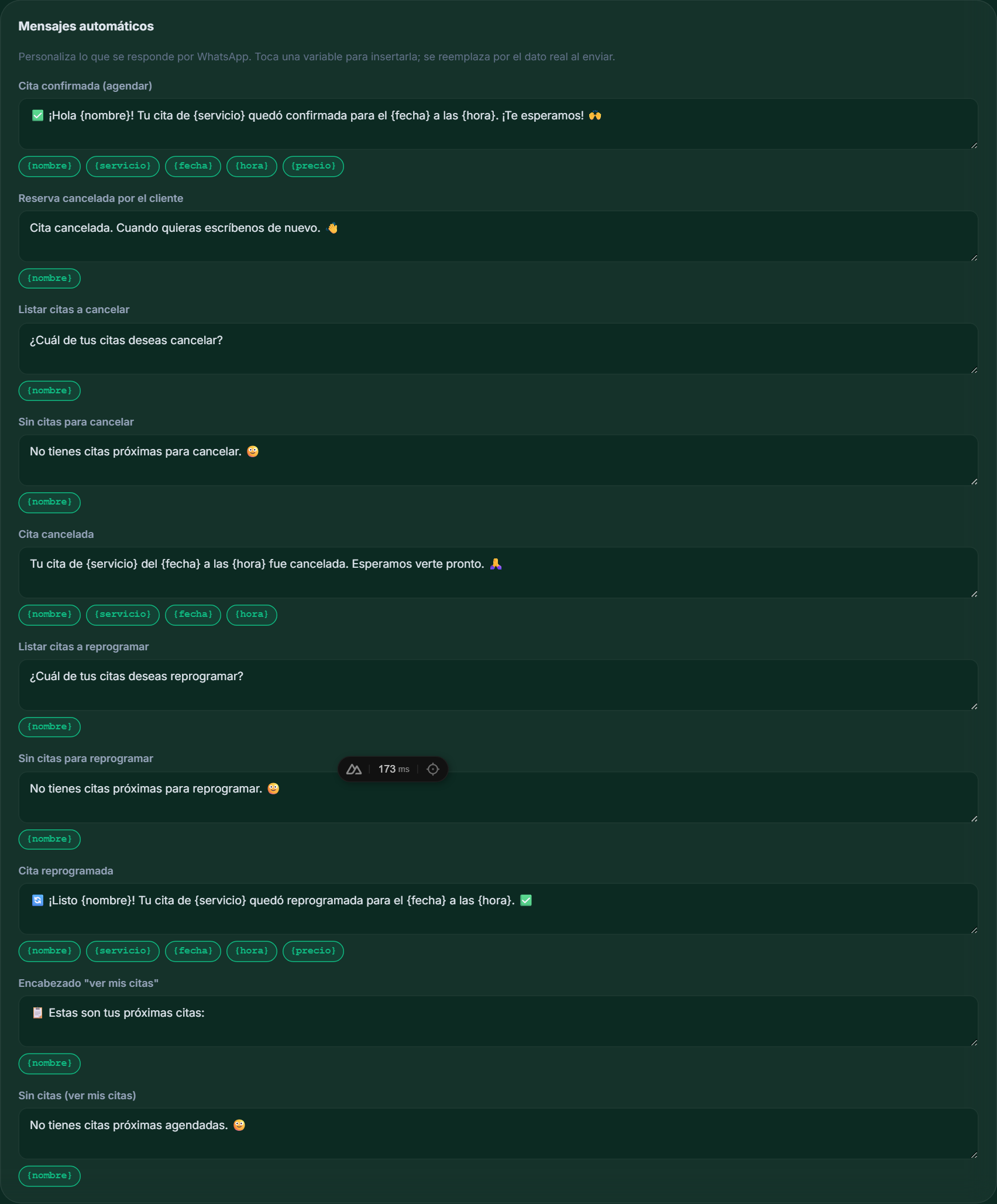 Mensajes automáticos con variables