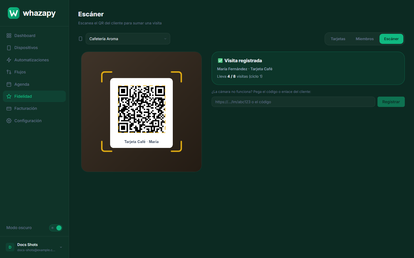 Escáner de QR de clientes