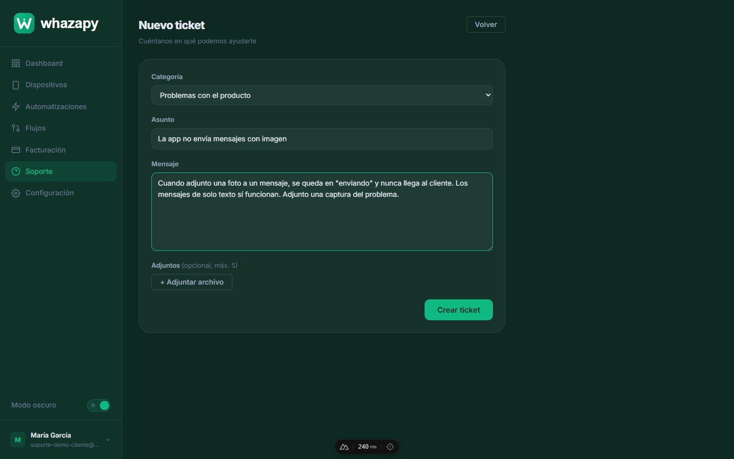 Formulario de nuevo ticket