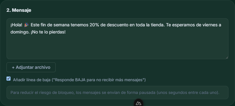 Editor del mensaje de la campaña