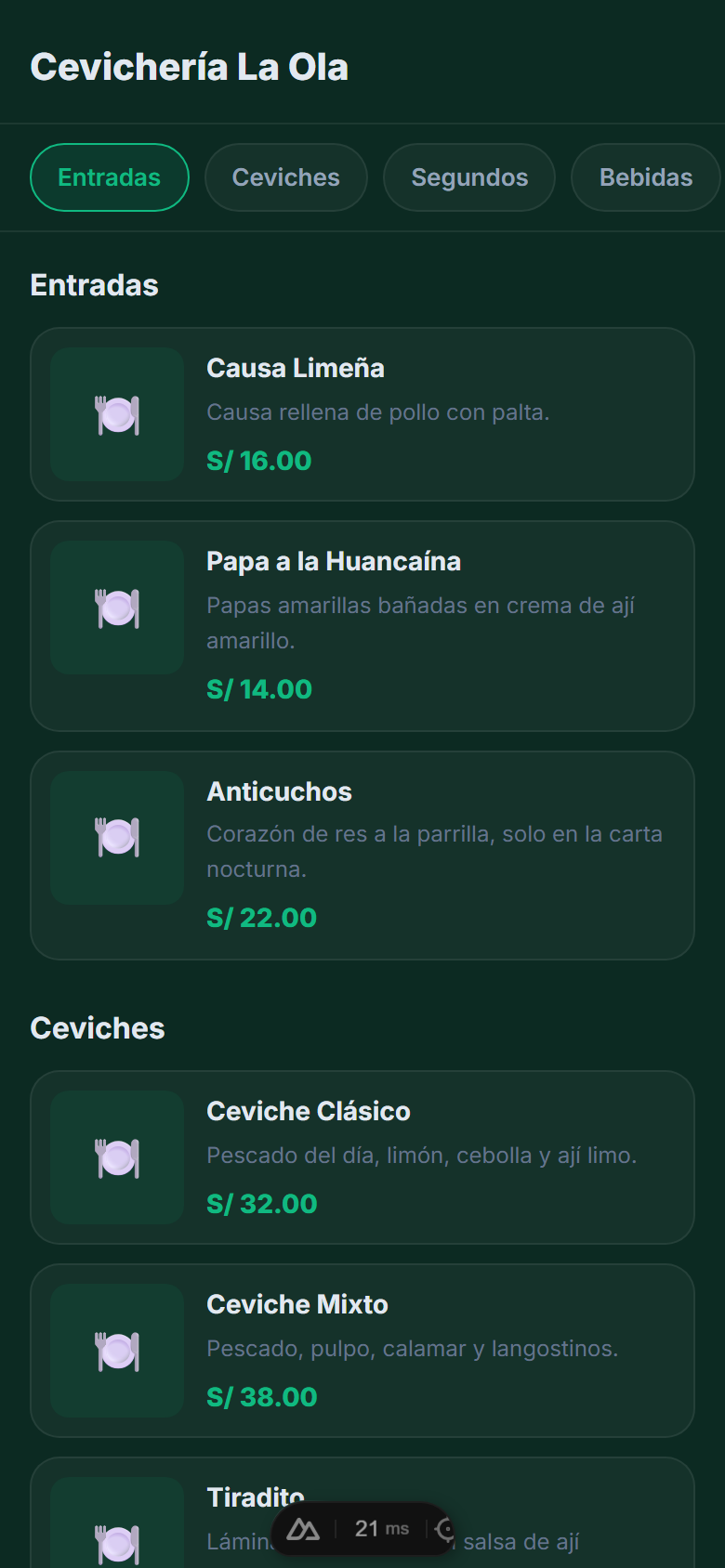Carta pública en el celular del cliente